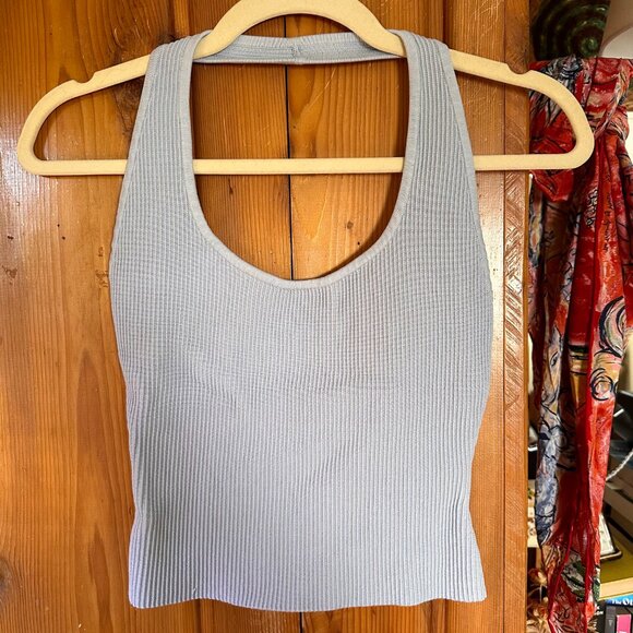 Aritzia Blue Babaton ribbed halter tank Size M - Picture 2 of 4